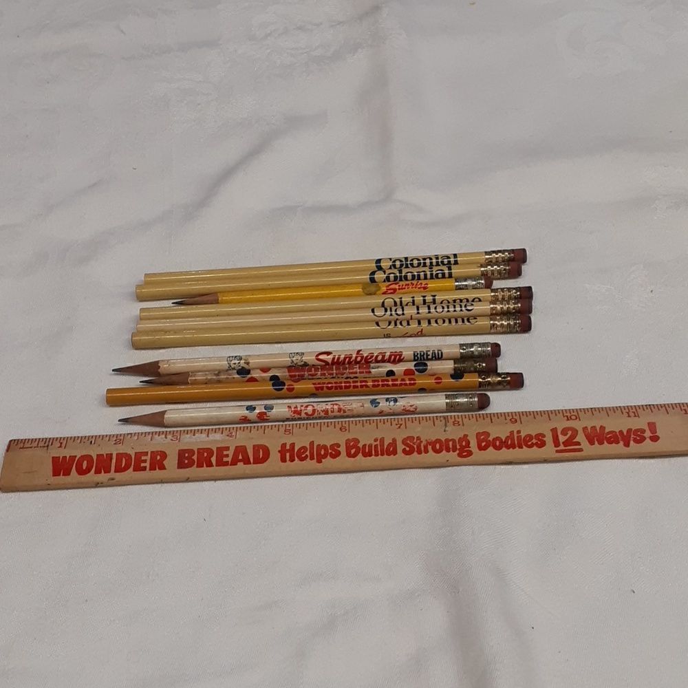 Bundle of‎ vintage ruler & pencils from various bread companies